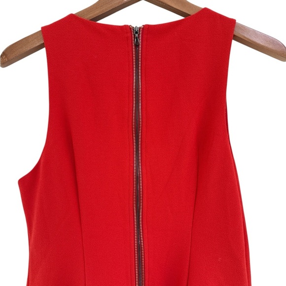 Anthropologie Leifsdottir Red/Orange Crepe Twist Front Mini Dress Pockets Size 8 - Picture 6 of 9